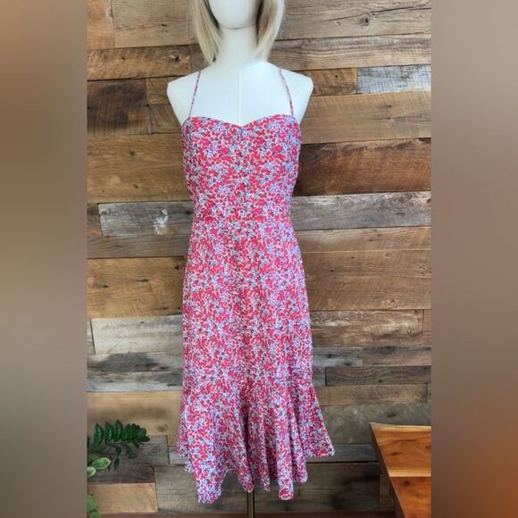 J Crew x Liberty of London Wiltshire Fit & Flare Midi Dress, Floral Berry, Sz 8T - Picture 3 of 17